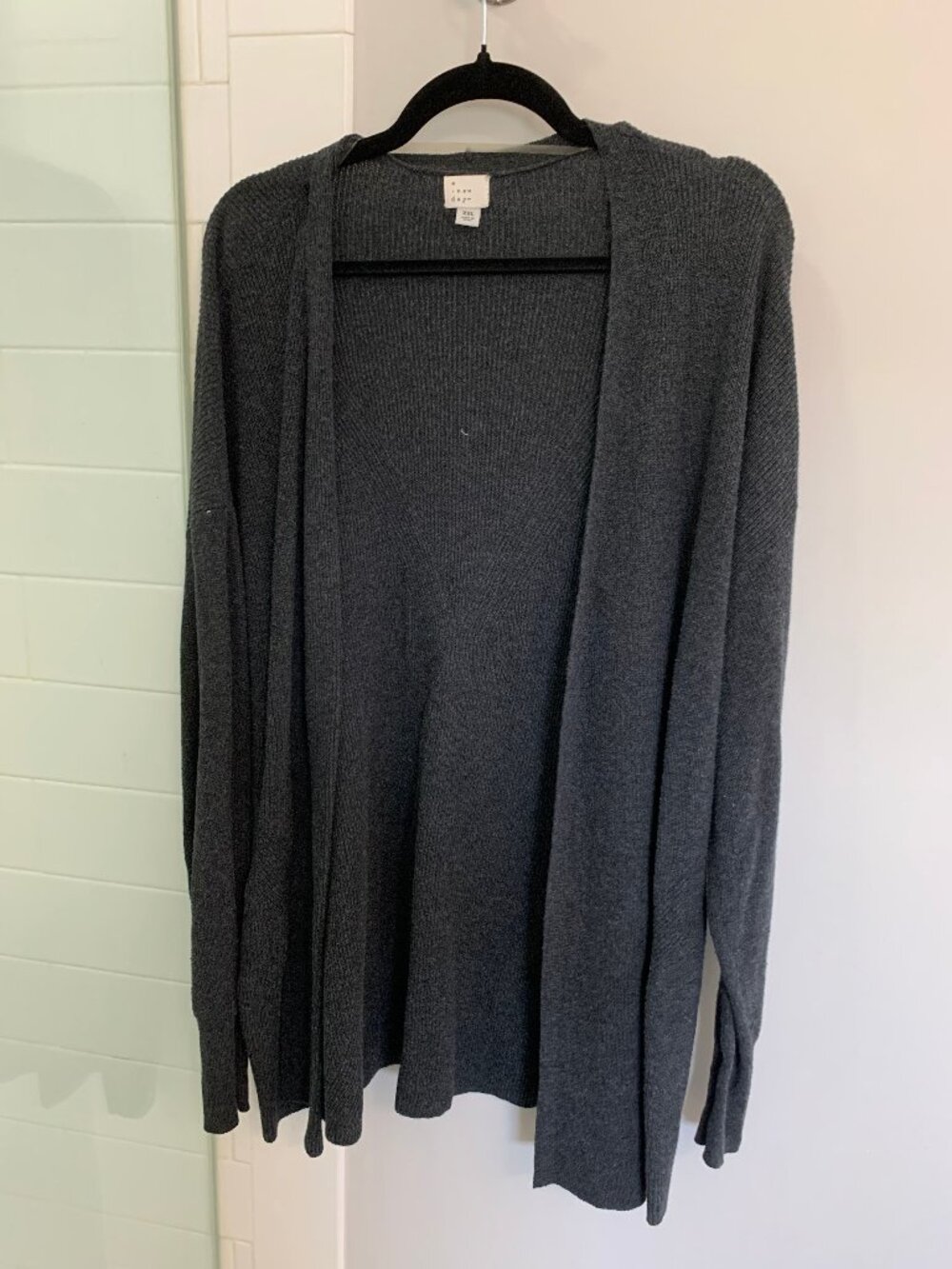 A new day Womens Gray Open Front Cardigan Sweater Long Sleeve